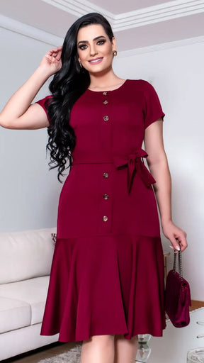 Vestido Babado - Vinho