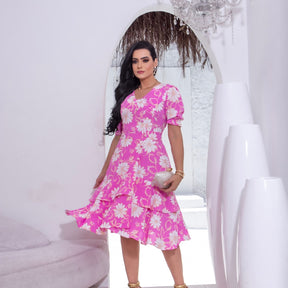 Vestido Cassiane - Rosa Fúcsia Floral