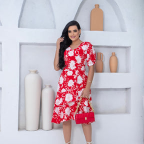 Vestido Cassiane - Vermelho Floral