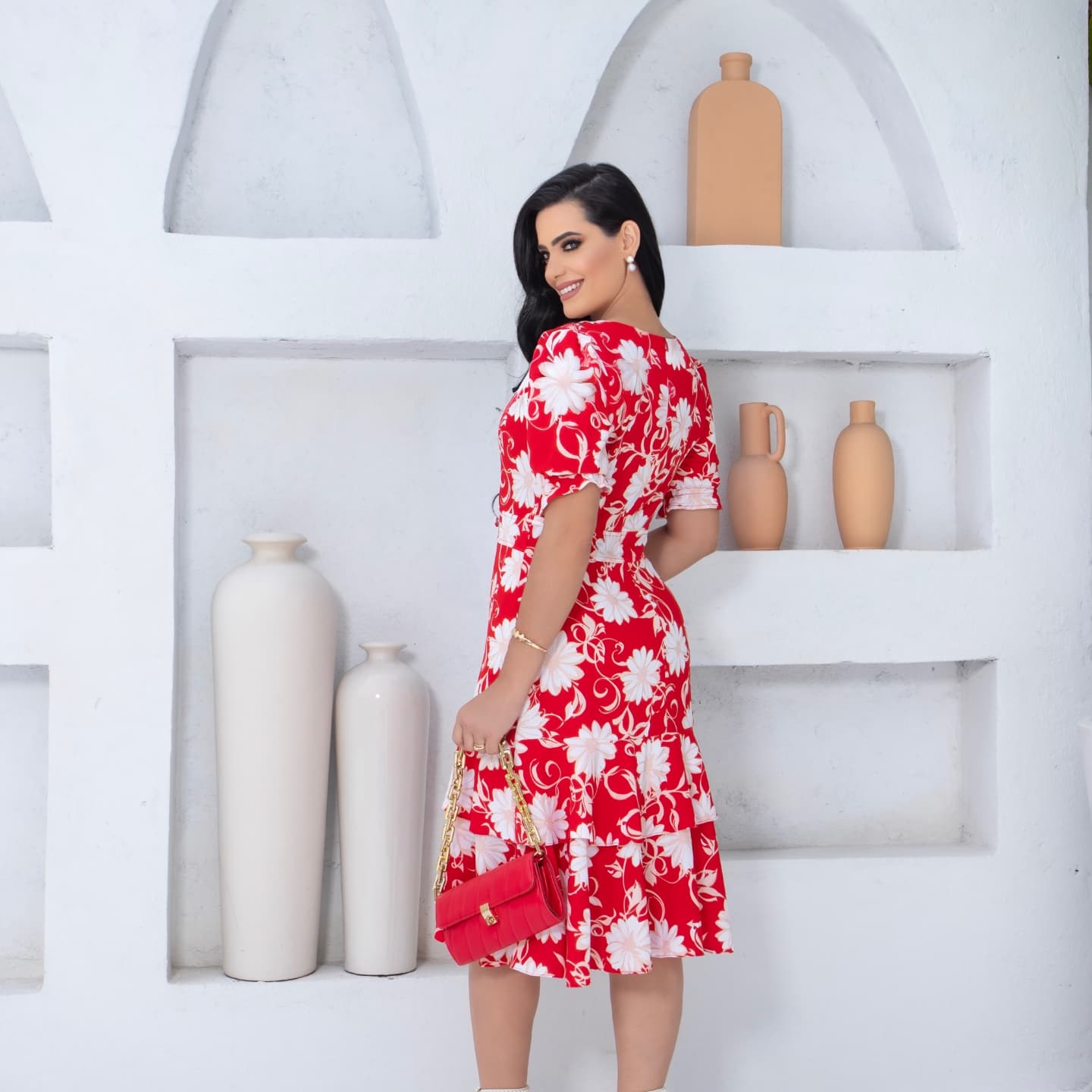 Vestido Cassiane - Vermelho Floral