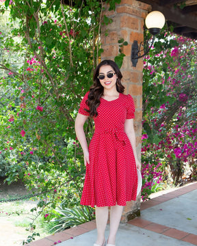 Vestido Chirley - Poá Vermelho