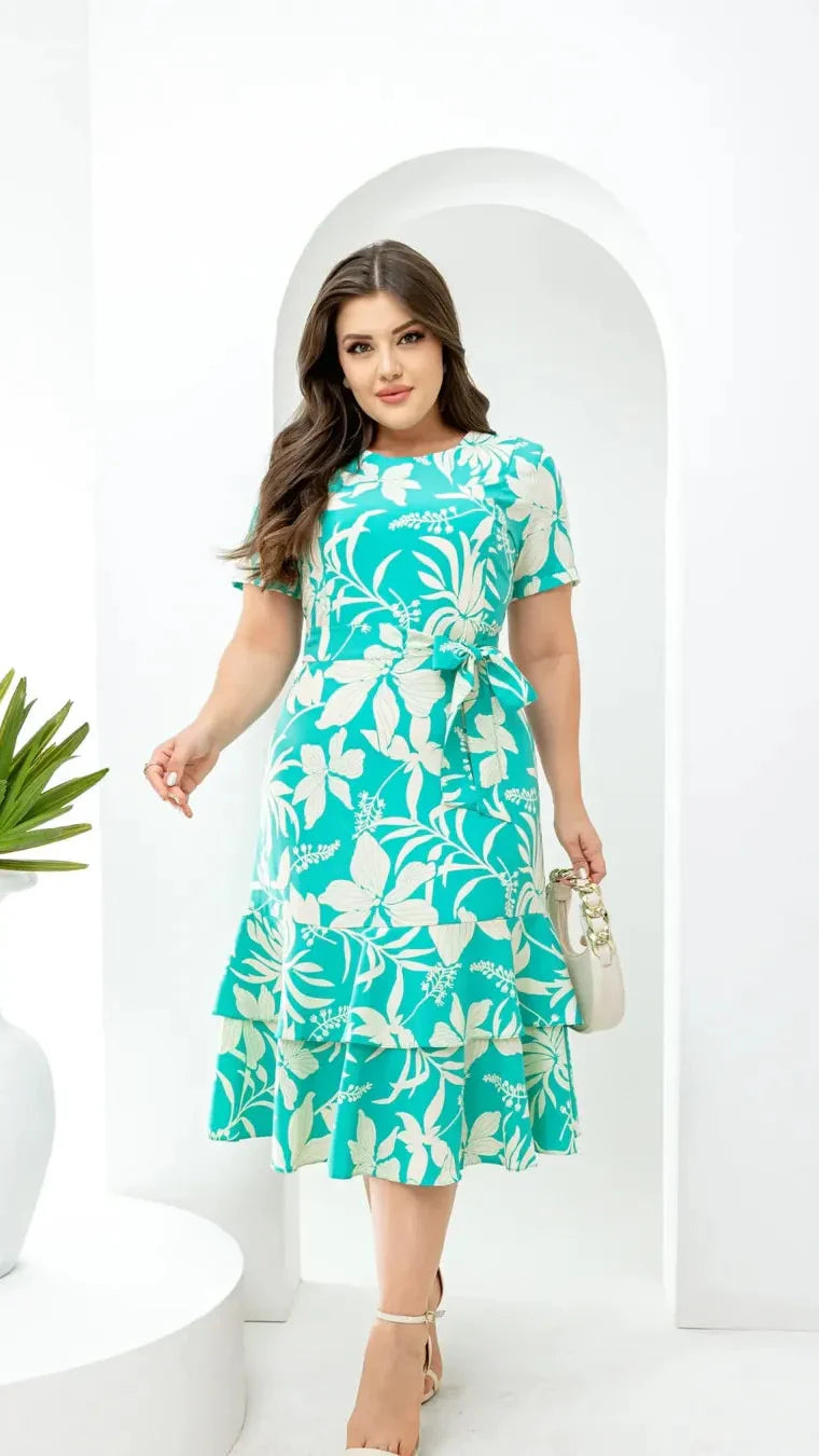 Vestido Esther - Verde Água Floral