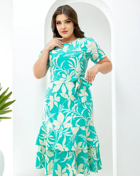 Vestido Esther - Verde Água Floral