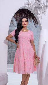 Vestido Jane - Rosa Bordado