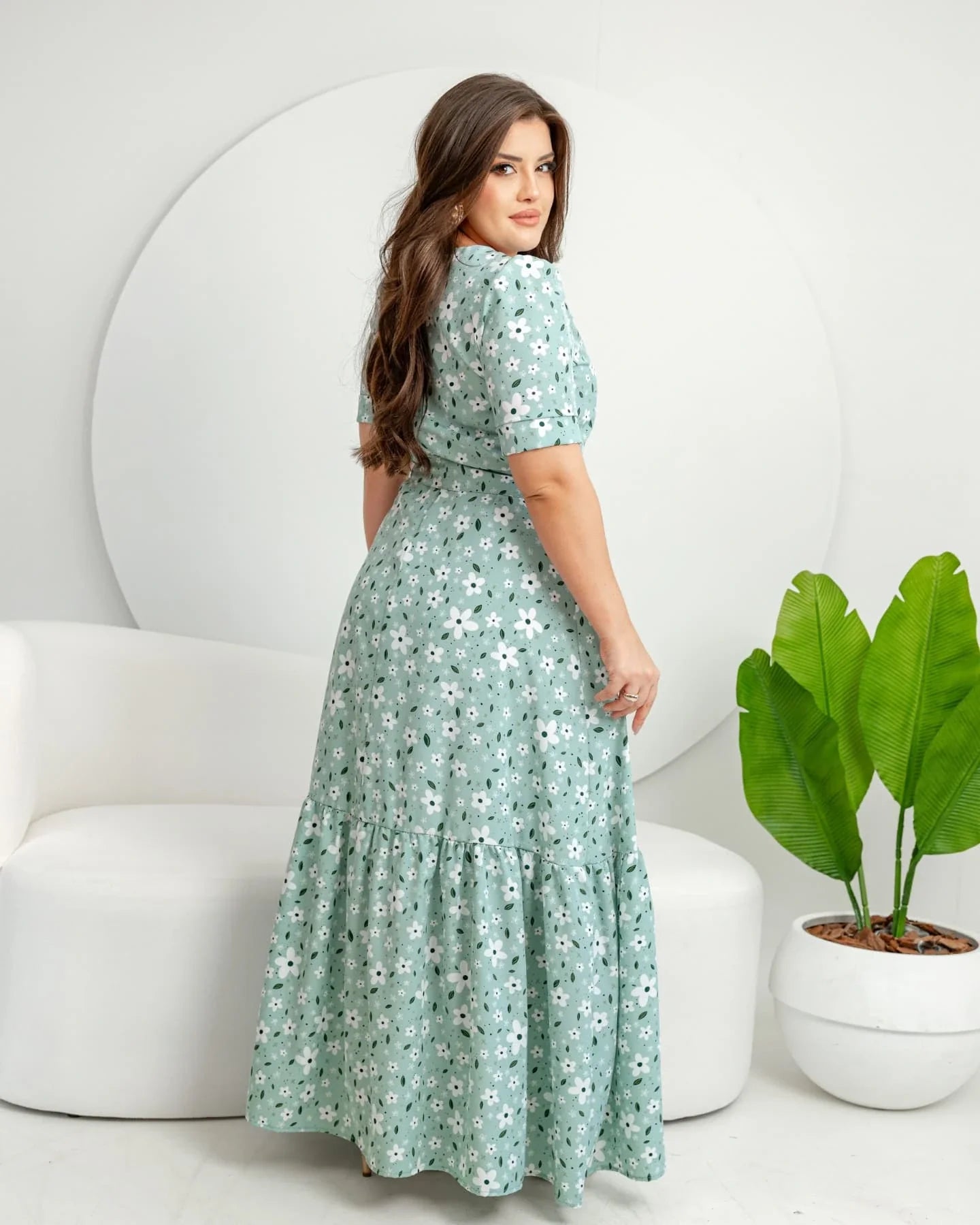 Vestido Laís  - Verde Menta Floral