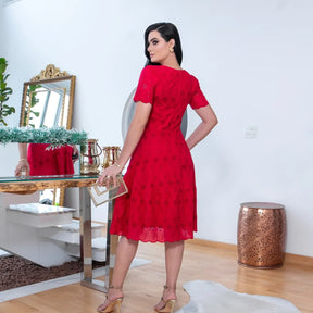 Vestido Luz - Vermelho Bordado