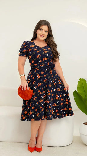 Vestido Michele - Azul Marinho Floral