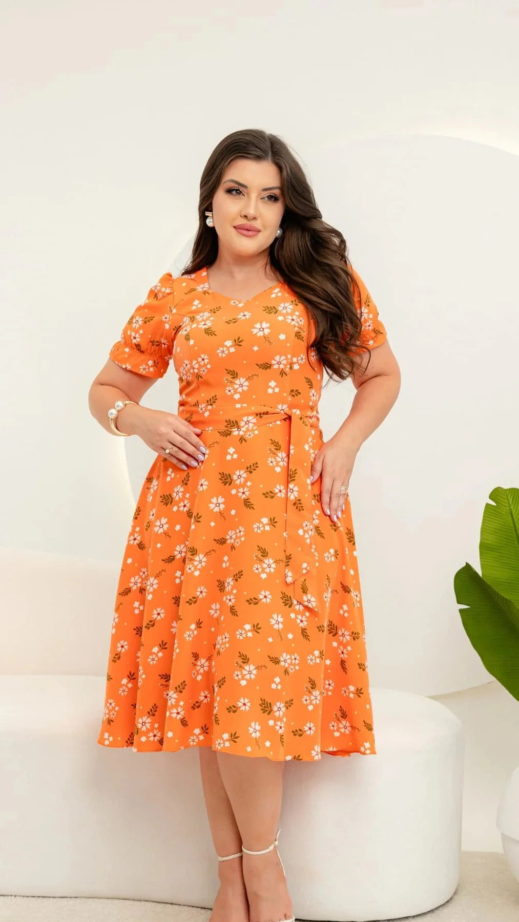 Vestido Michele - Laranja Floral