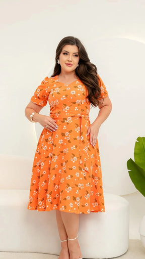 Vestido Michele - Laranja Floral