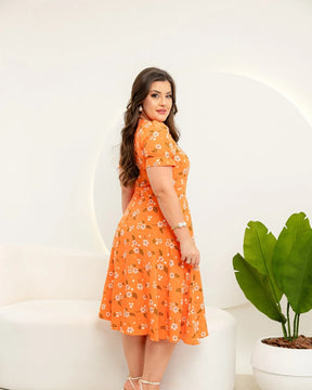 Vestido Michele - Laranja Floral
