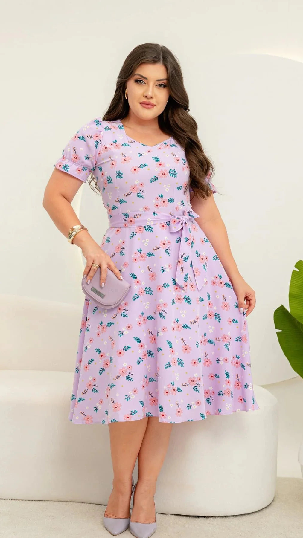 Vestido Michele - Lilás Floral