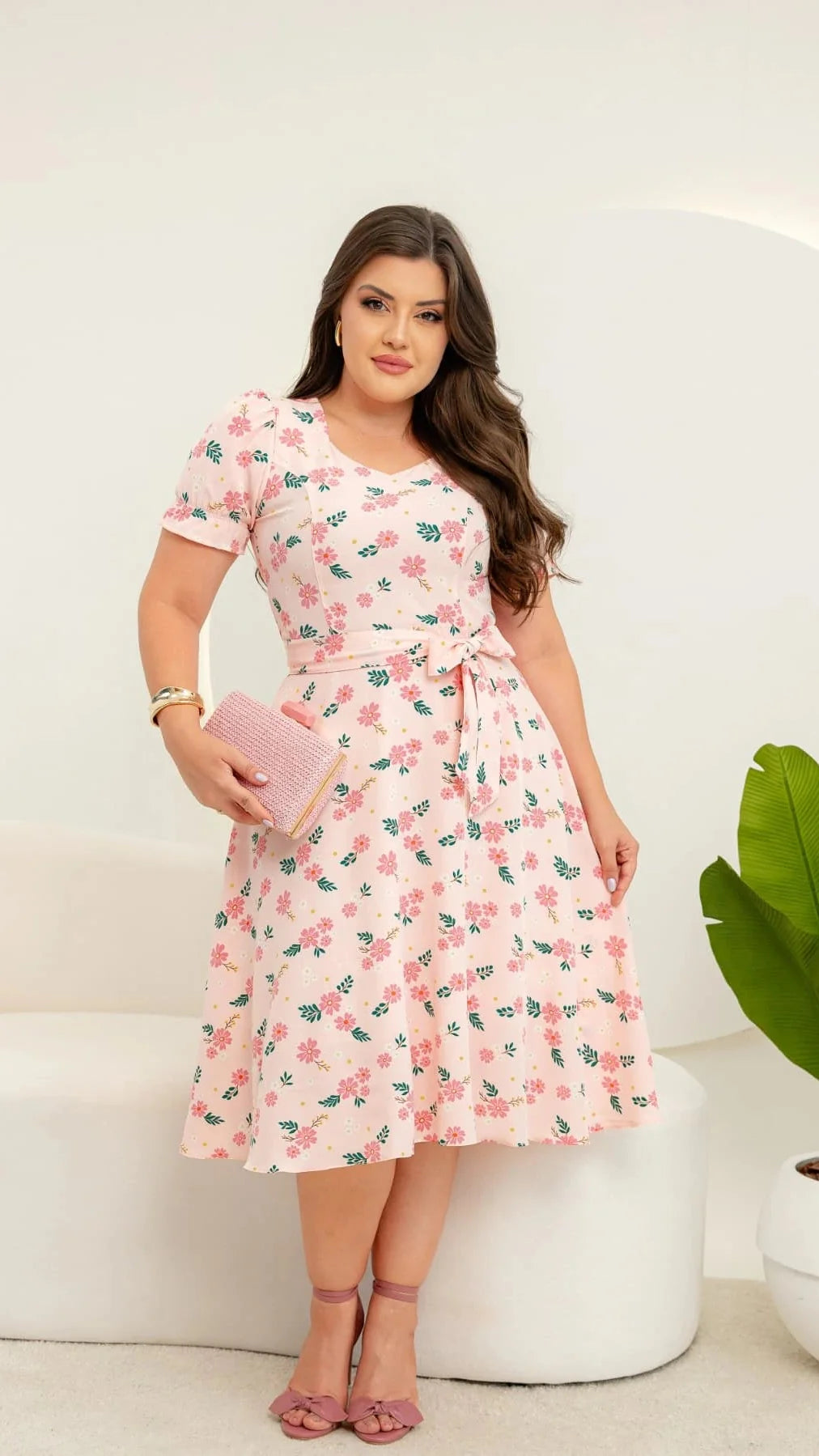 Vestido Michele - Rosa Claro Floral