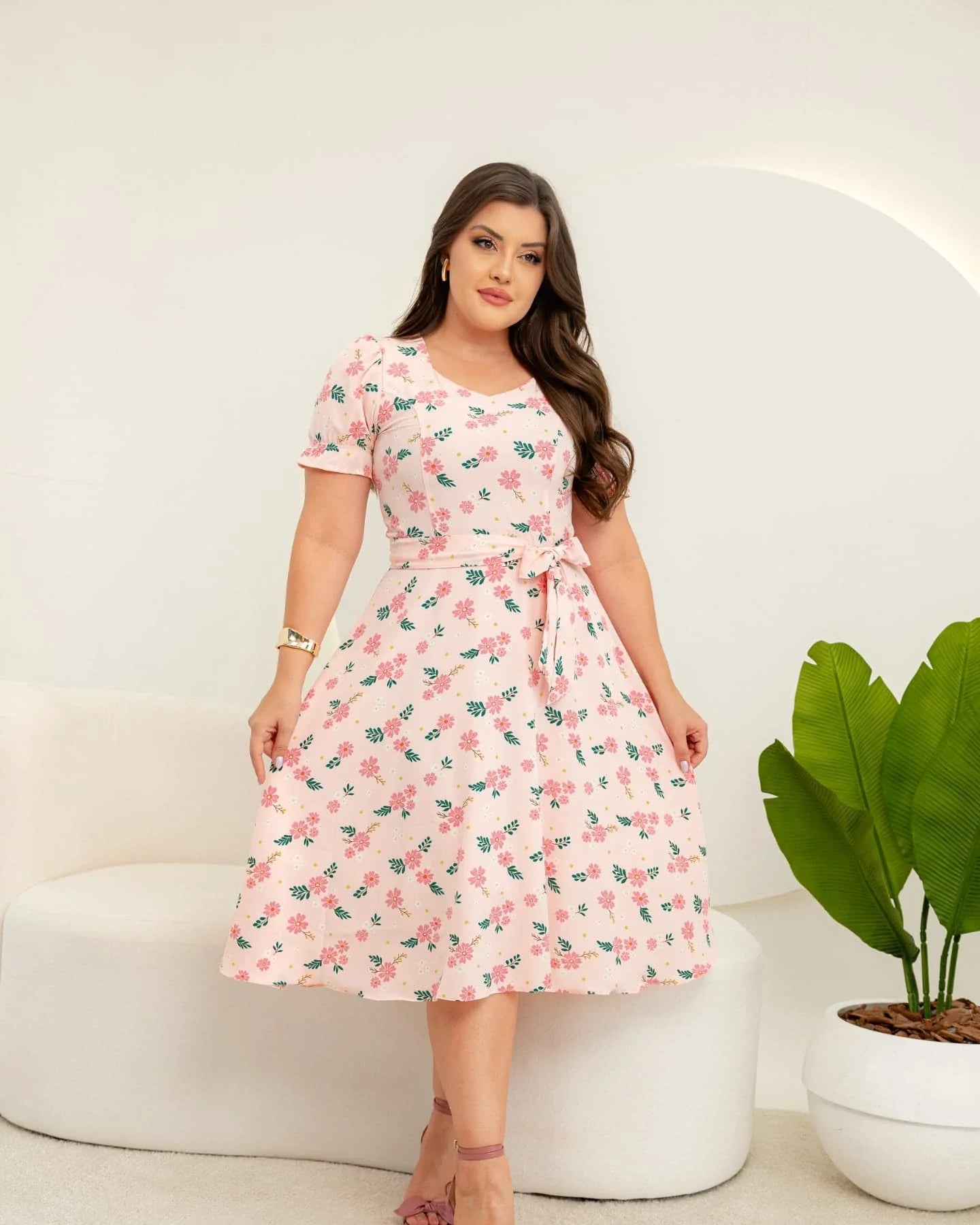 Vestido Michele - Rosa Claro Floral