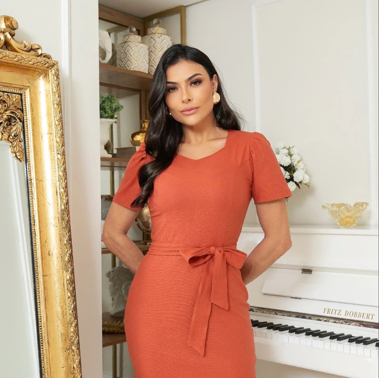 Vestido Modesto - Terracota