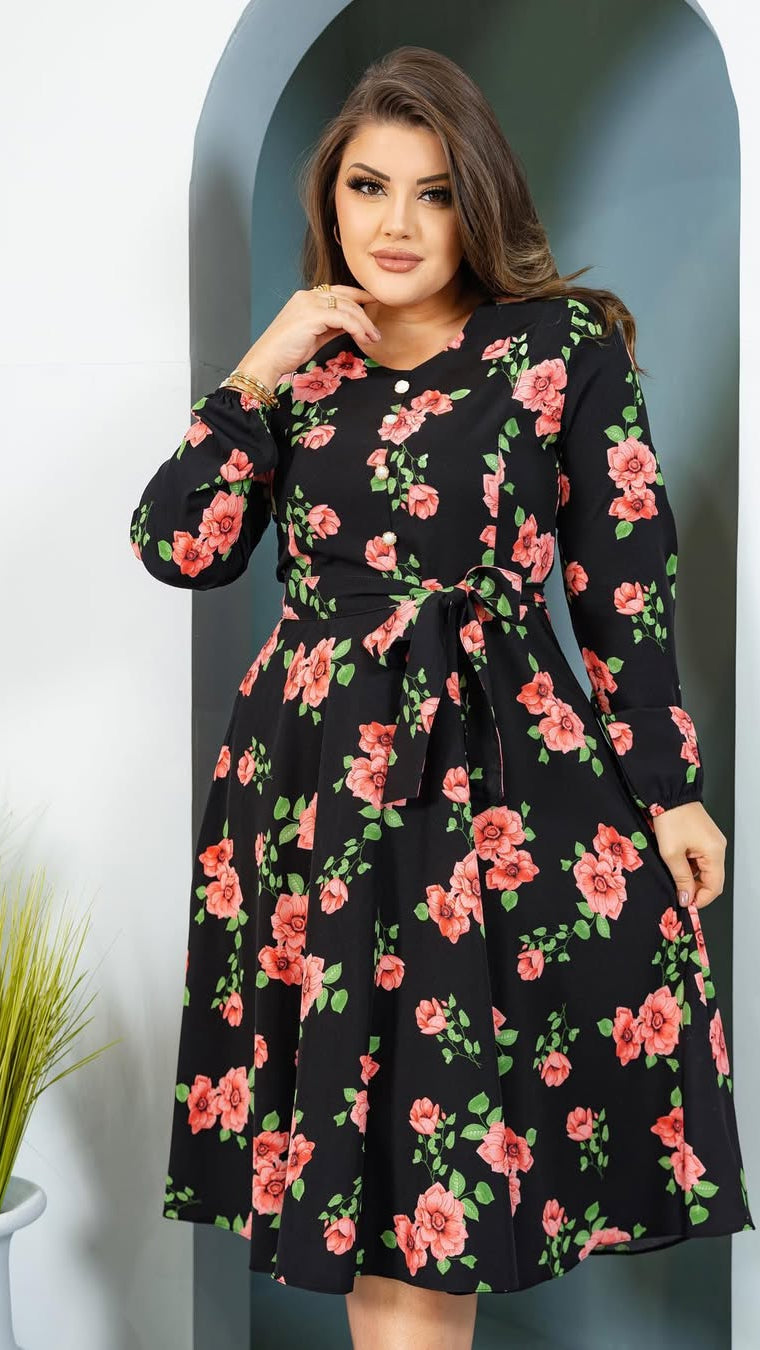 Vestido Paola - Preto Floral