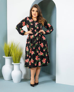 Vestido Paola - Preto Floral