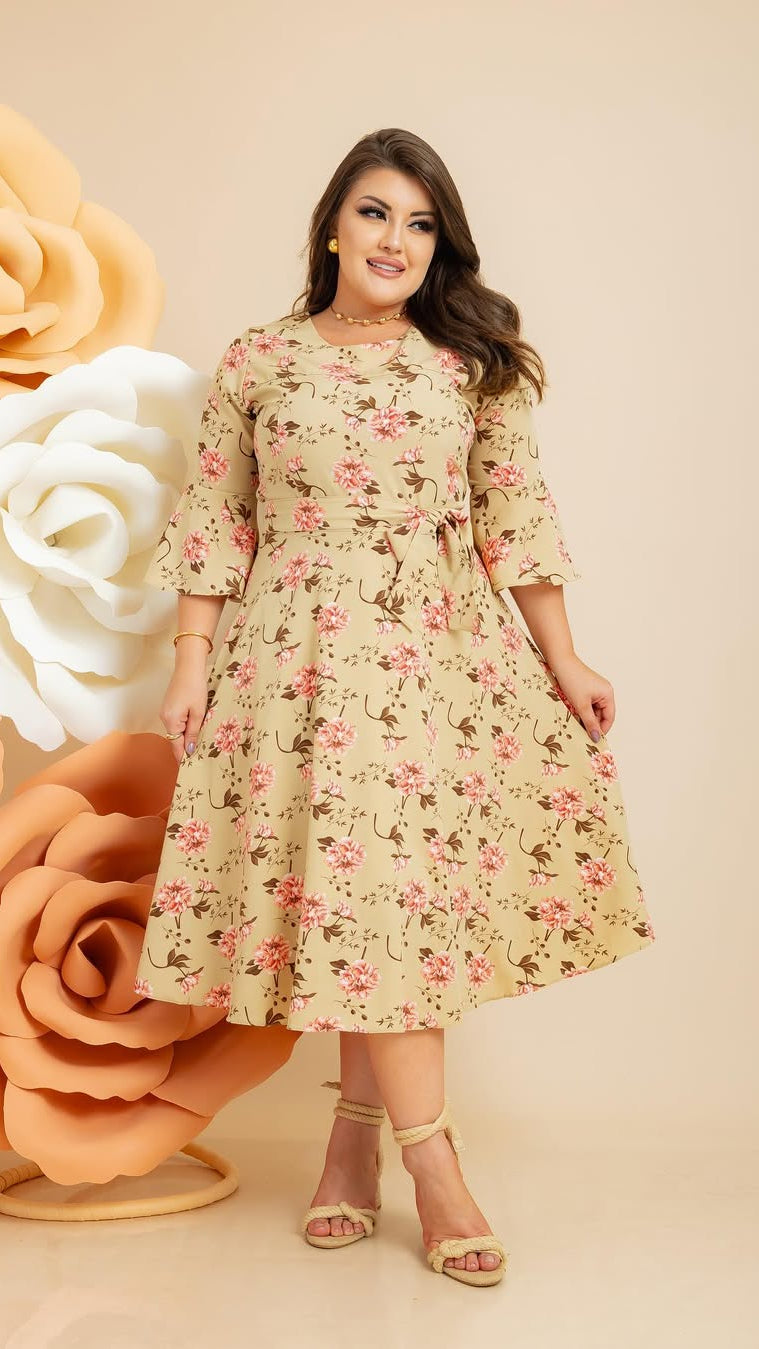 Vestido Rany - Bege Floral