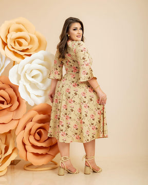 Vestido Rany - Bege Floral