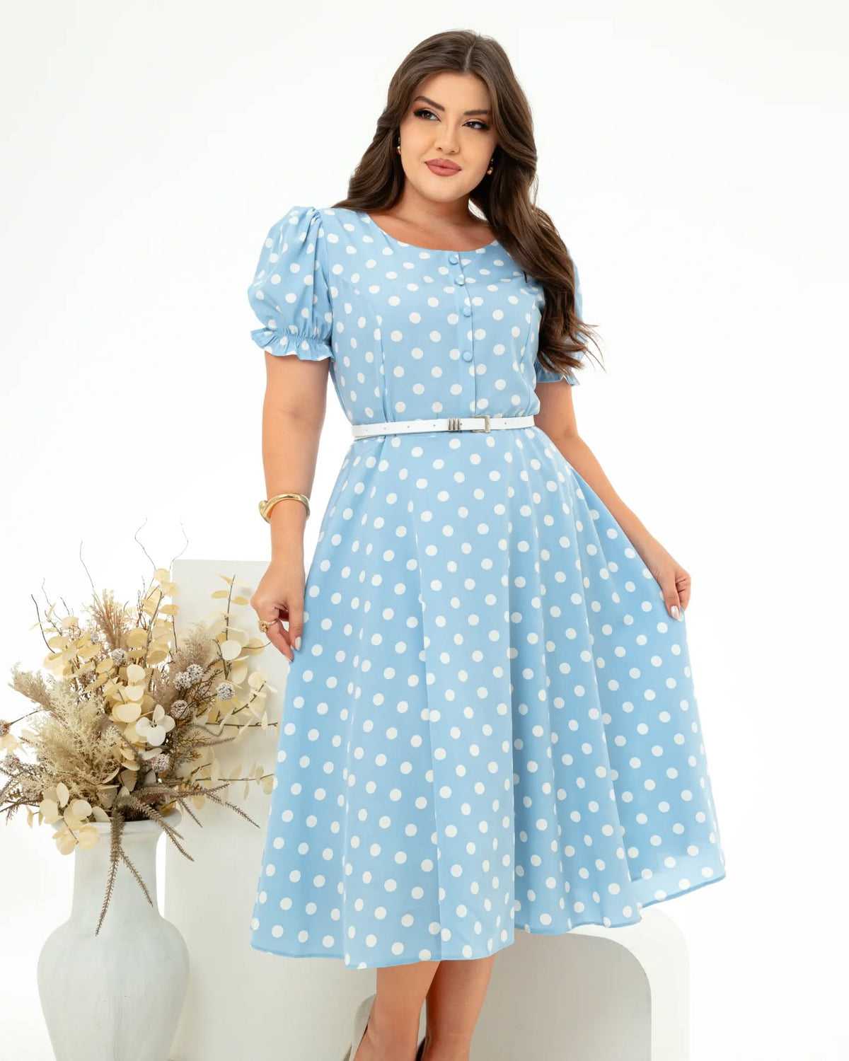 Vestido Thaís - Poá Azul